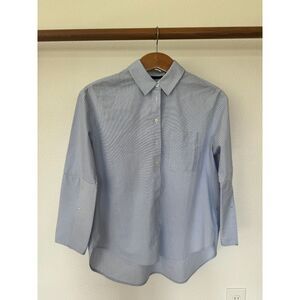 Classic blue and white striped cotton button-down shirt Size XS Cuf Detail